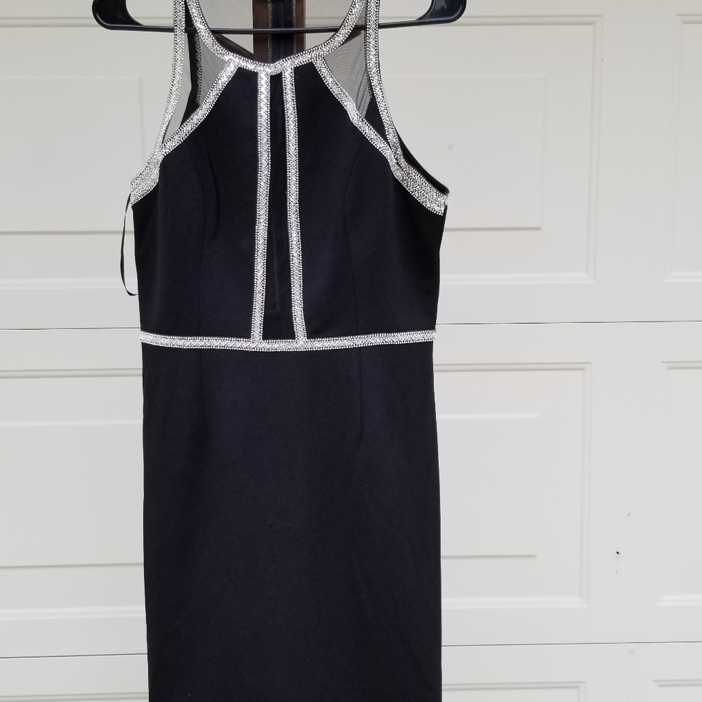 Black mesh Rhinestone detailed dress